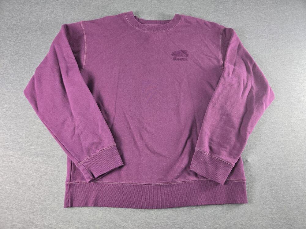 Roots Sweatshirt Womens Small Purple Organic Cotton Fleece Crewneck Pullover